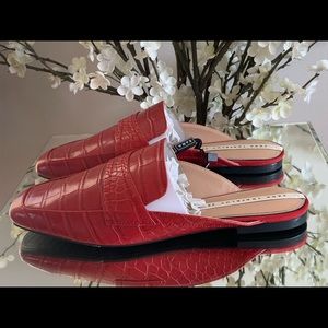 🔥🔥Brand New Zara Croc Stamp Slides in Red🔥🔥